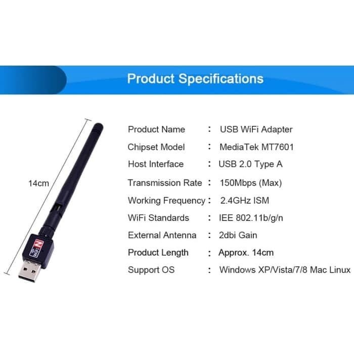 USB WIFI DONGLE (USB WIRELESS) 802.IIN - ANTENA WIFI USB 2.0