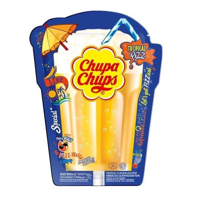 

;&;&;&;&] Chupa Chups - Tropical Fizz Lollipop - Isi 5x15 gr . halal