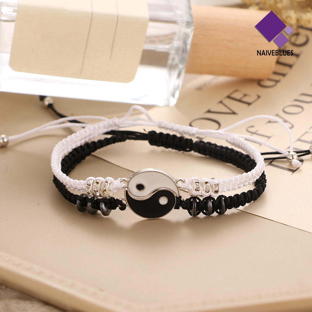 2 Pcs Gelang Rajut Tangan Dapat Disesuaikan Model 2 Matching Yang Untuk Hari Valentine