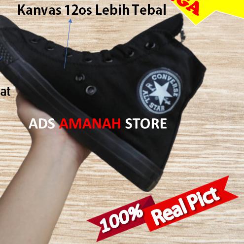 Sepatu Converse All star Tinggi | High | Hight - Full Hitam, 38