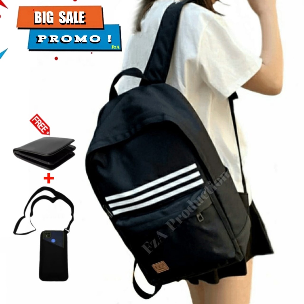 Tas Ransel Distro Kasual Pria Wanita Tas Ransel Laptop Tas Punggung Backpack Original FzA Free Dompet Sakko HP