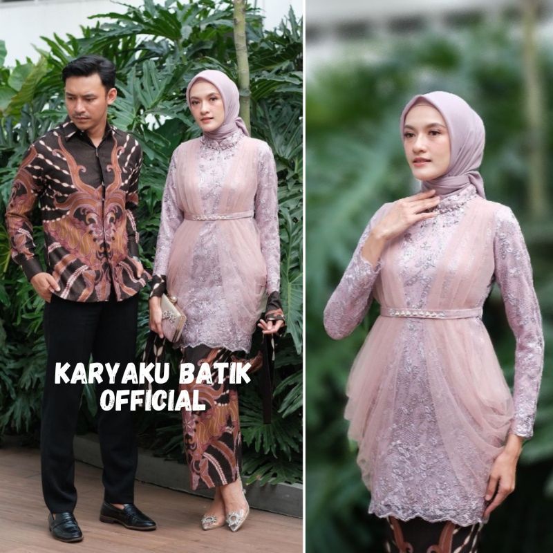 Batik Couple Kebaya Modern Kebaya Tunangan Lamaran Baju Wisuda Batik Brukat Terbaru