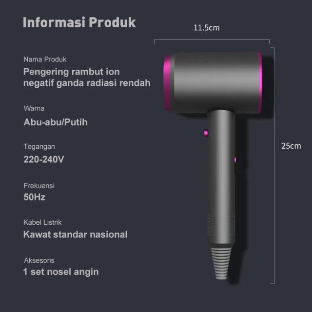 [Saucezhan]Hair Dryer Pengering Rambut Premium Suhu Rendah  Suhu Radiasi Rendah 220-240 V