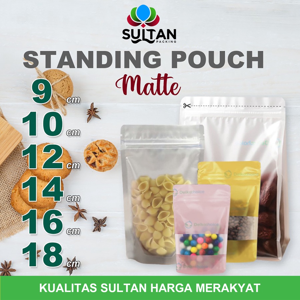 Standing Pouch VARIAN MATTE Plastik Klip Kemasan Makanan DELKOCHOICE
