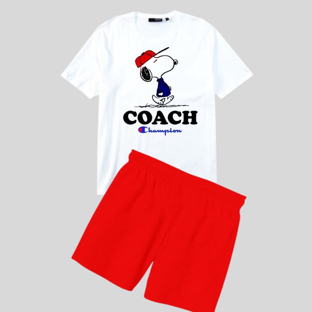 Clothing May - 1 Set Snoopyy 1 Set One Set Oneset Satu Pasang Satu Setel Fashion Sepasang Kaos Koas Set Boxer Distro Kekinin T Shirt Tshirt T-Shirt Premium Murah Unisex Sablon Dtf Murah Celana Pria Pendek Tali Kolor Bokser