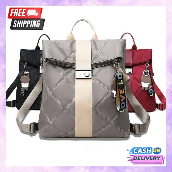 Tas Ransel Denim Korean Unisex Backpack Import Hiro Jeans Polos Sekolah Kuliah Remaja Perempuan Japa