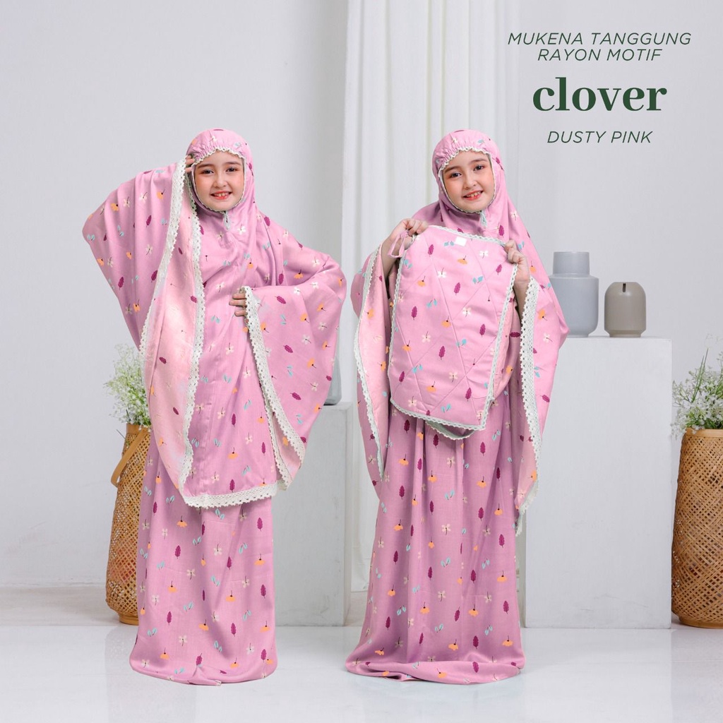 PUSAT MUKENA TASIK - MUKENA RAYON RENDA ANAK TANGGUNG MOTIF CLOVER