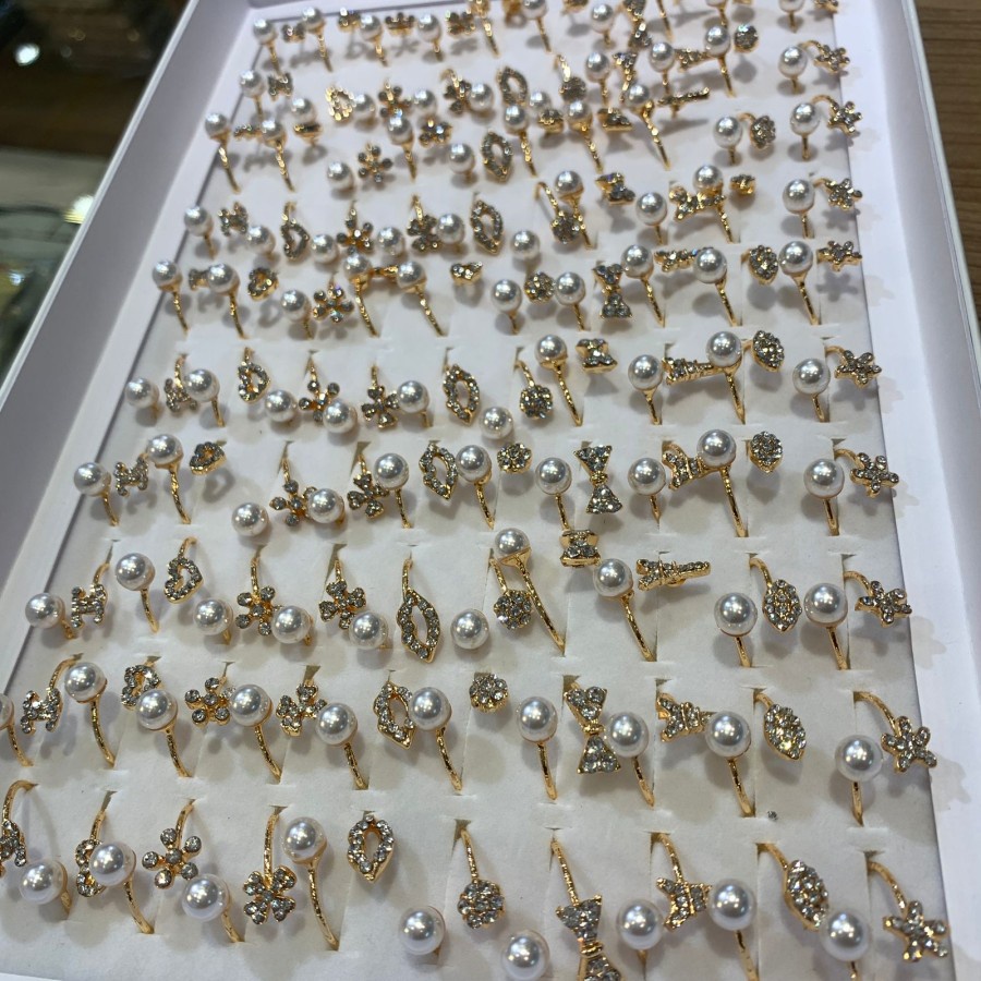 [Bayar Di Tempat]100 Pcs Cincin Wanita Xuping Cincin huruf Xuping Mutiara Terbaru