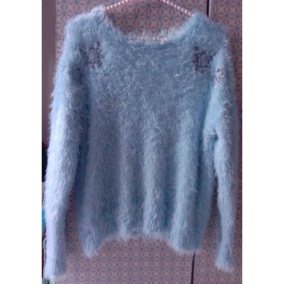baju fuzzy bulu anggora mix brukat