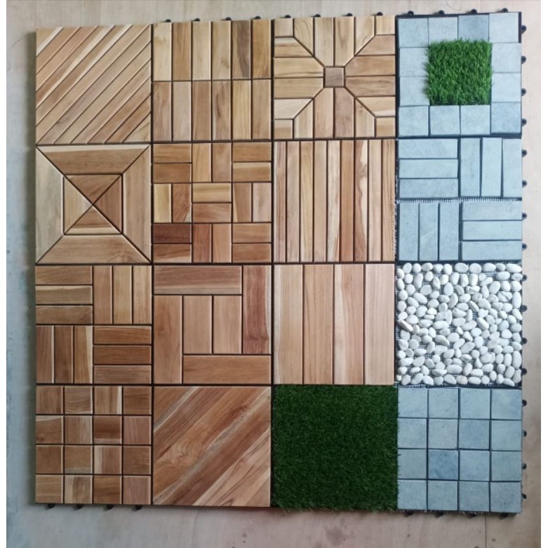 Lantai Batu Andesit Motif ZIGZAG BATU UK 30x30cm / Deckingtile Stone