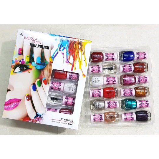 Kutek warna warni MISS GIRL isi 1 LUSIN/ kutek kuku murah/kutek Harga Grosir 8ML