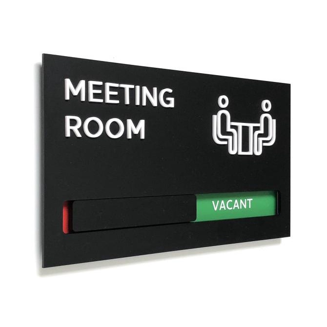 

Kubik Letters Acrylic Sign Meeting Room with Slider (Dual Messages)