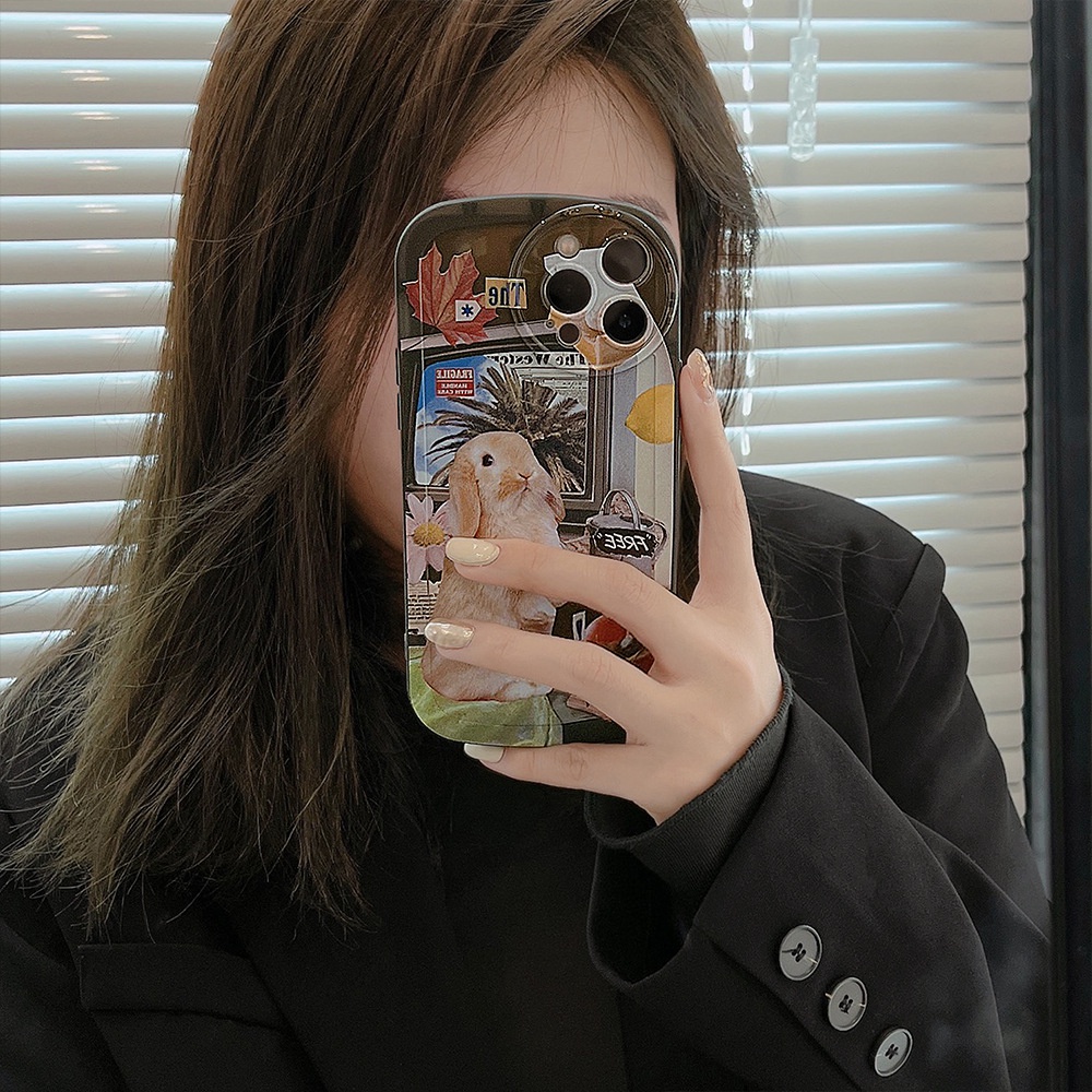 Soft Case Bahan TPU Motif Kelinci Untuk iPhone 14 14pro 14Plus 14prm 13 13pro 13pro 13prm 11 6splus 7Plus 8Plus Xr XS 13 12pro Max