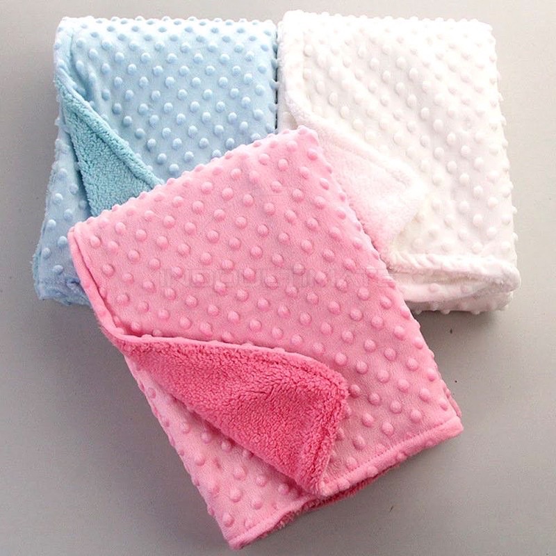 Selimut Bayi Double Fleece Bubble Minky Dot Polos Bahan / Baby Blanket / selimut bayi halus lembut