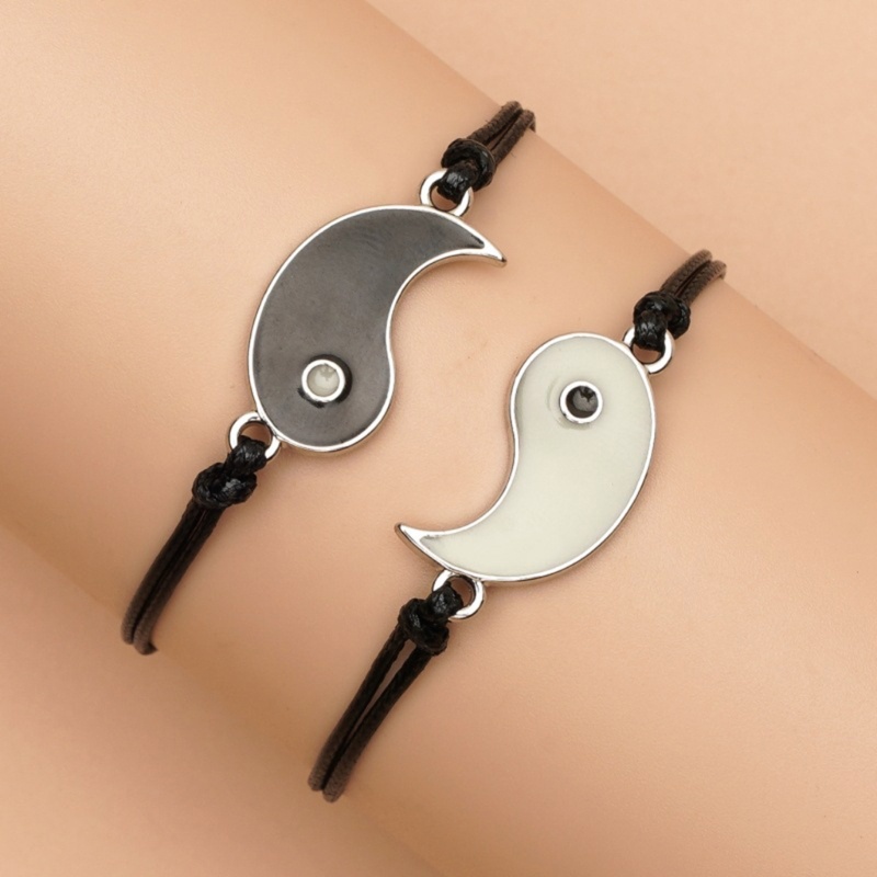 Set Gelang Tenunan Tangan Desain Yin Yang Untuk Anak Perempuan