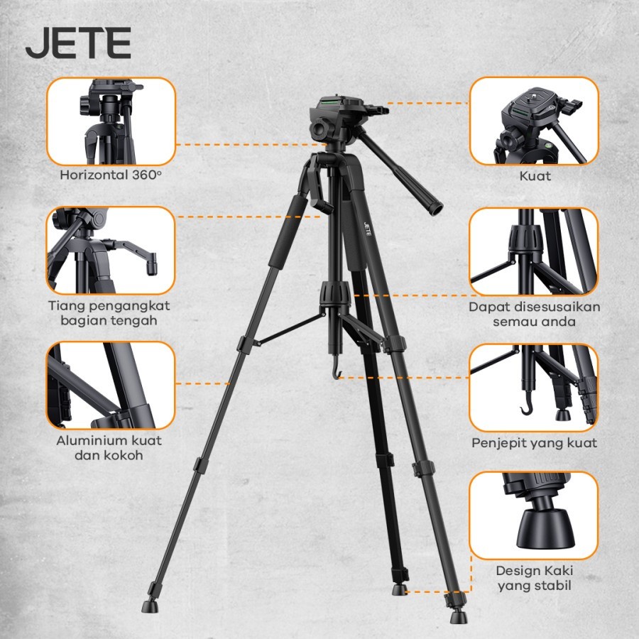 JETE H11 Tripod Professional DSLR Camera Video Tripod Pan Head 3 Way