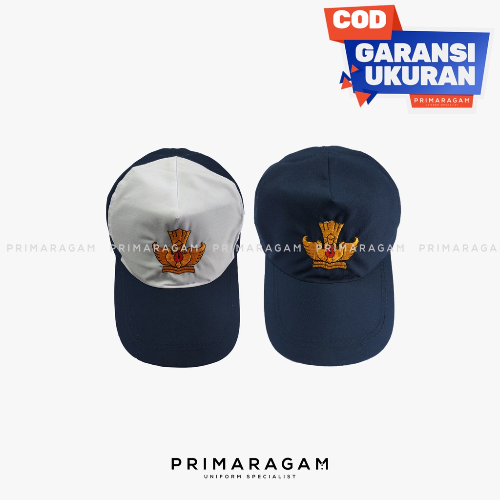 Topi seragam sekolah smp biru rel