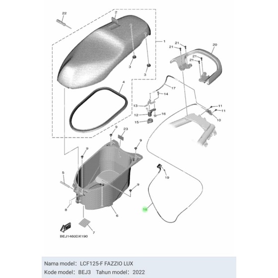 KABEL TALI JOK FAZZIO ASLI ORI YAMAHA BEJ F478E 00