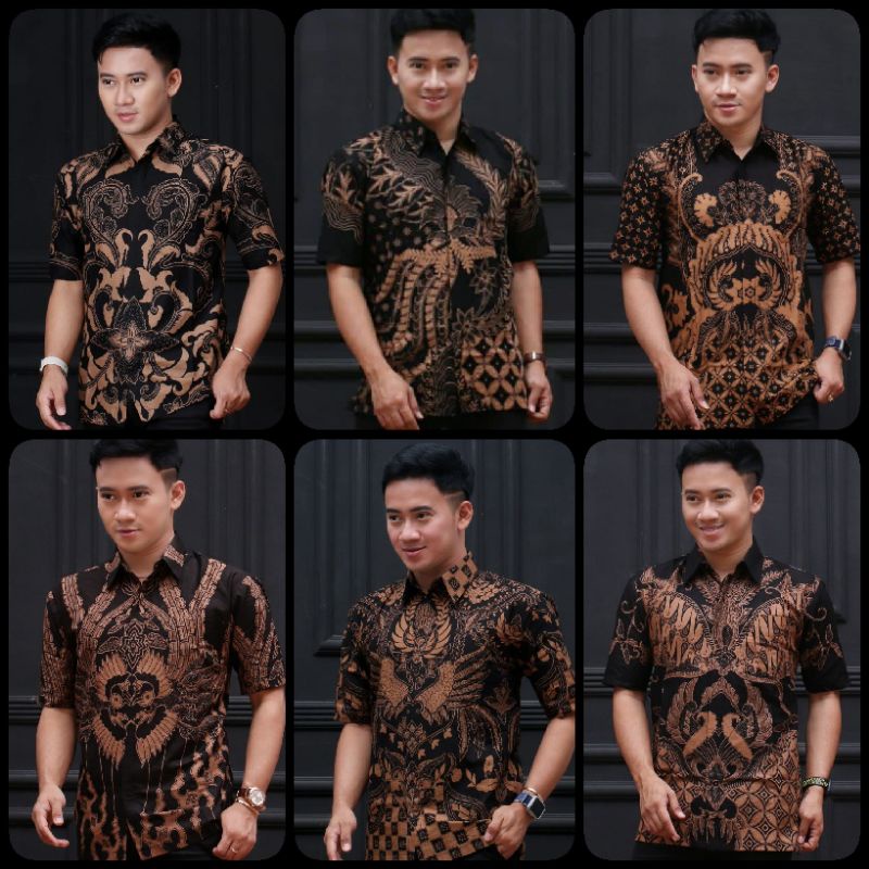 Kemeja Batik Warna Coklat Pria Lengan Pendek Terbaru Bahan Katun M L XL XXL