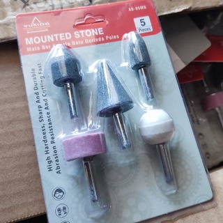 YUKIDO Mounted Stone Mata Bor Batu Gerinda Botol Batu Osco 5pcs Batu Poles Amplas Asah Shank 3 Mm Dan 6 Mm Mata bor Gantung Tuner