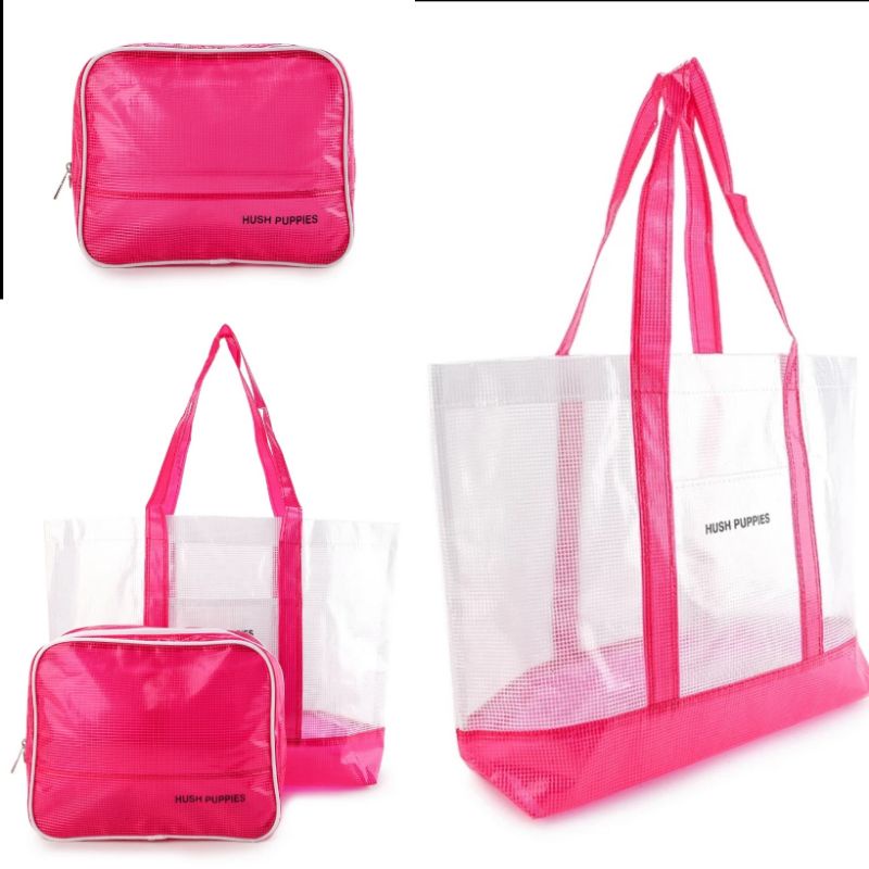 Hush Puppies athena tote + clutch bag / tas hand bag transparan