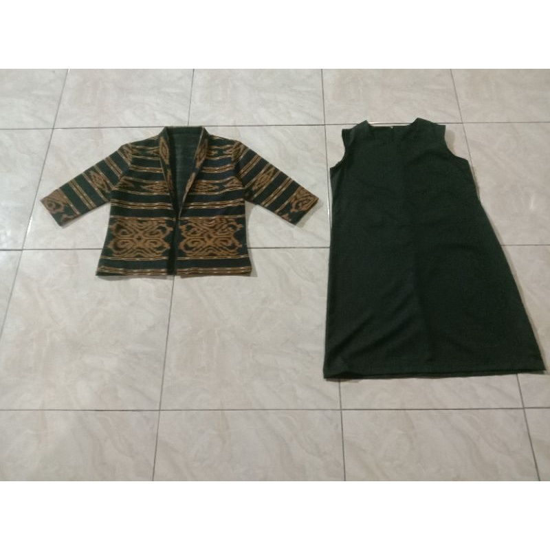 Baju dress batik tenun setelan kantor etnik outer wanita Troso Jepara ORIGINAL