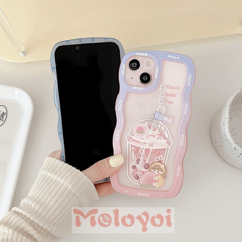 Soft Case TPU Motif Milk Tea Untuk IPhone 11 12 13 14 Pro MAX XR X XS MAX 6 6s 7 8 14 Plus SE 2020