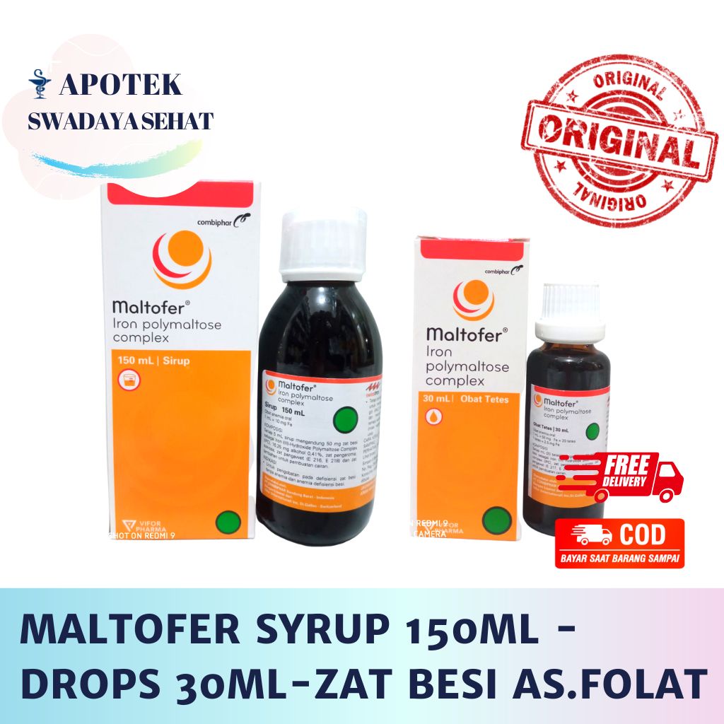 MALTOFER SYRUP 150ML DROPS 30 ML - Obat Vitamin Anemia Kekurangan Zat Besi Asam Folat Hamil Lahir Anak Bayi Drop