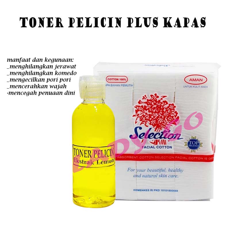 [GRATIS KAPAS] Toner Pelicin Wajah Ekstrak Lemon 60ml Original / Toner Pembersih Wajah