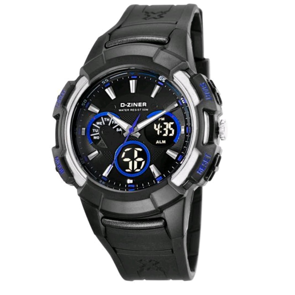 Jam tangan pria D ZINER 8203 tali rubber dual time