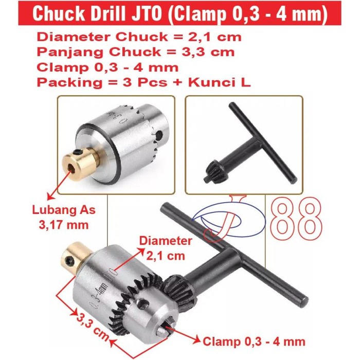 Kepala Bor Mini Jt0 0.3 - 4 Mm