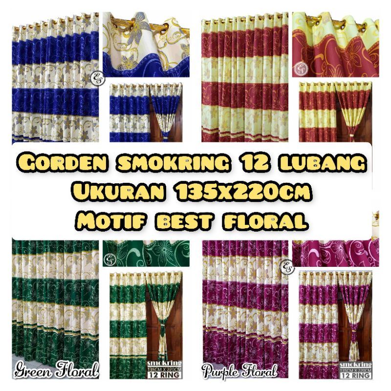 Gorden Pintu Jendela Minimalis Motif Best Floral Model Smokering 12 Lubang Termurah Bisa Cod