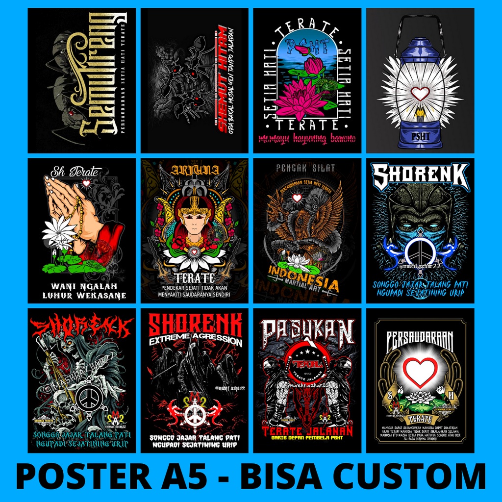 [Bisa COD] Poster Pencak Silat PSHT Setia Hati Terate - PAKET RANDOM | Stiker Asli Bahan Vinyl Kuali