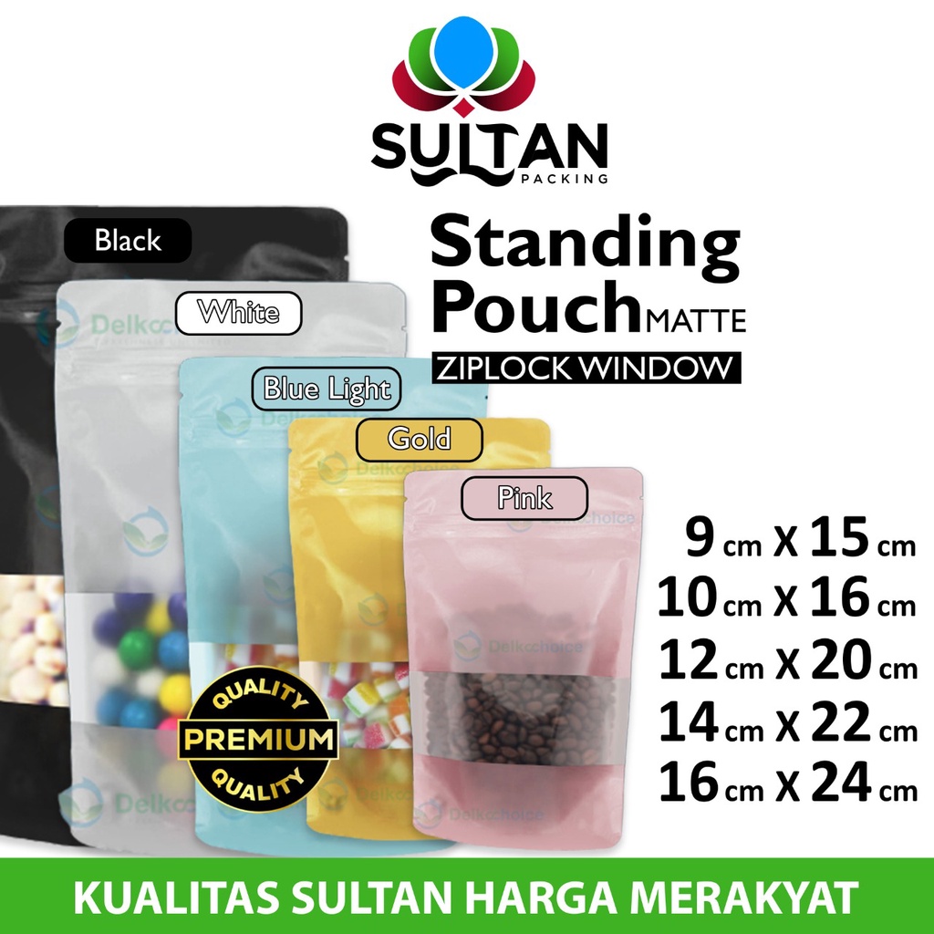 Standing Pouch VARIAN WINDOW FOIL & MATTE Plastik Klip DELKOCHOICE