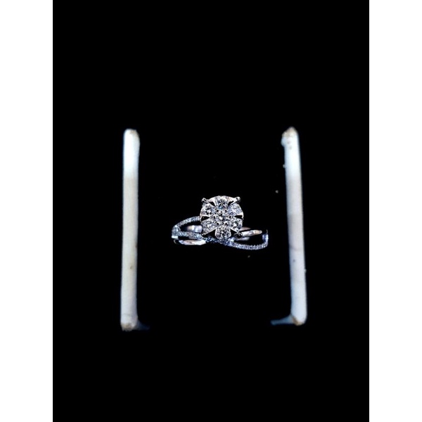 cincin simple emas putih dan permata berlian asli