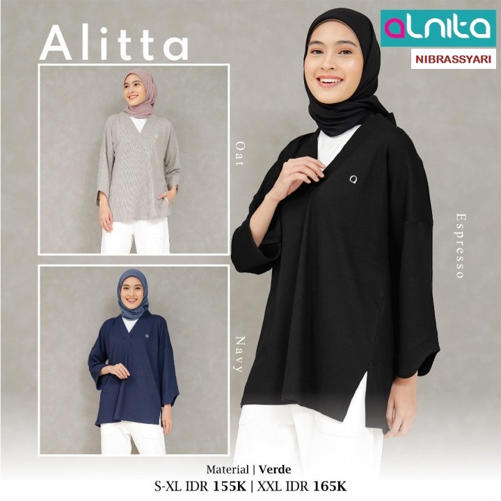 ALNITA ATASAN ALITTA TUNIK / ATASAN ALNITA BAHAN PREMIUM / ATASAN LENGAN PANJANG / TUNIK SYARI KELUA