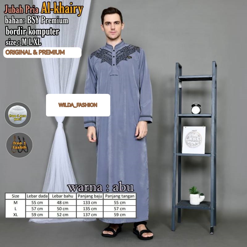TERLARIS  Gamis Bordir Pria Dewasa AL-KHAIRY Premium / Jubah Pria Modern Lengan Panjang / Gamis Bord