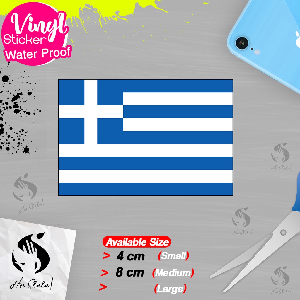 

Stiker Greece Yunani Sticker Vinyl Satuaan Motif Bendera Negara Dunia Bahan Anti Air