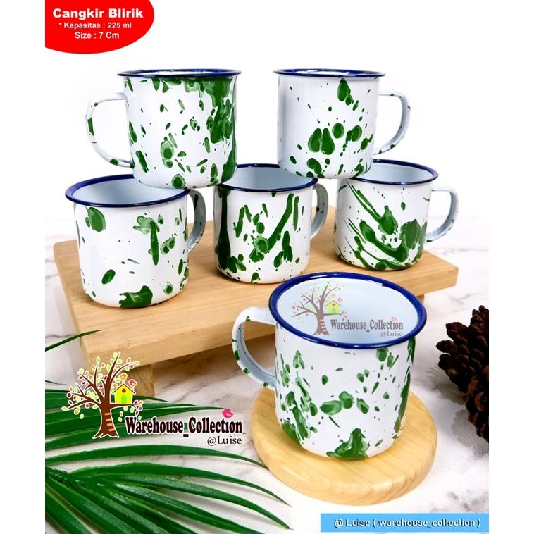 Cangkir seng blirik/Cangkir Blirik 7 cm / cangkir enamel blirik/Gelas blirik/cangkir jadul