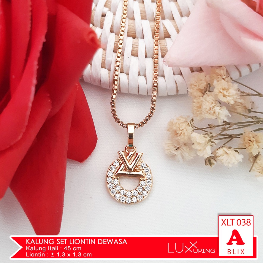 XLT 038  Kalung Itali Set Liontin Permata Sirkon Perhiasan Lapis Emas 18K Aksesoris Wanita Kalung Xuping Merk Yaxiya Meilyn Luxx Xuping