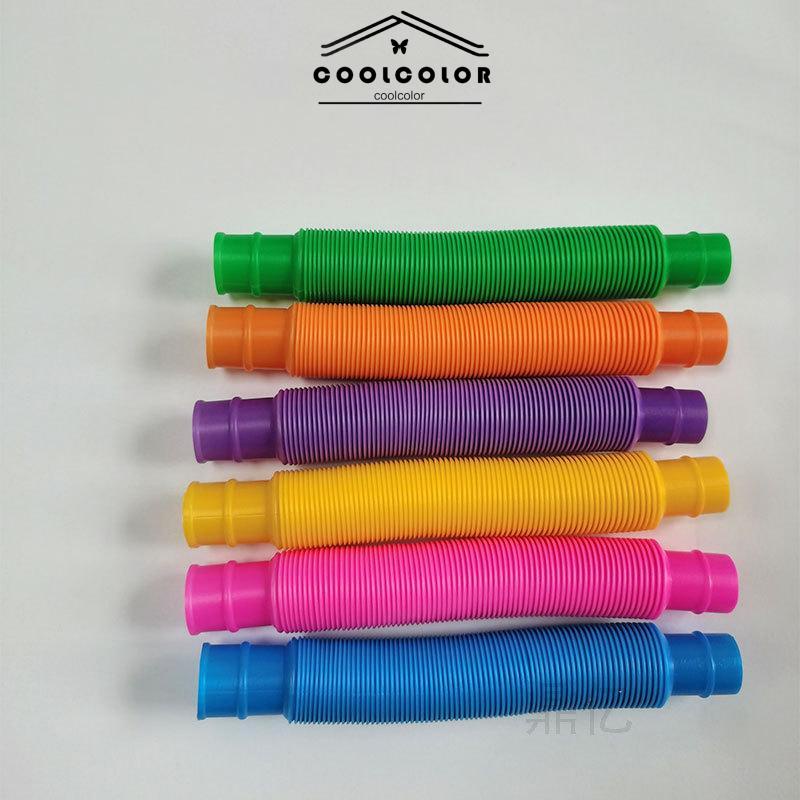 COD❤️Mainan Fidget Tabung Pop it Teleskopik Bahan Plastik Corrugated Warna-Warni Untuk Anak Tabung Mainan Pendidikan- cl