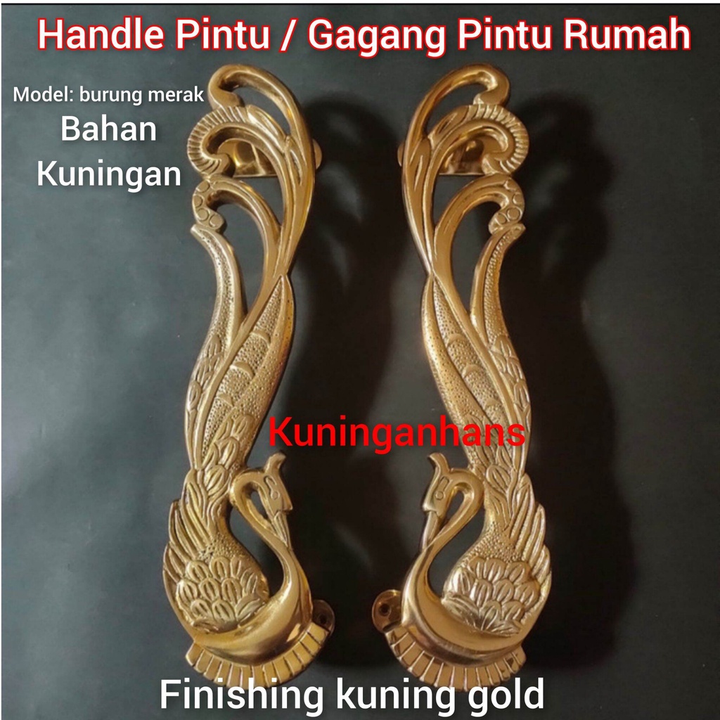 handle pintu rumah kuningan antik klasik gagang pintu rumah mewah motif burung handle pintu kuningan