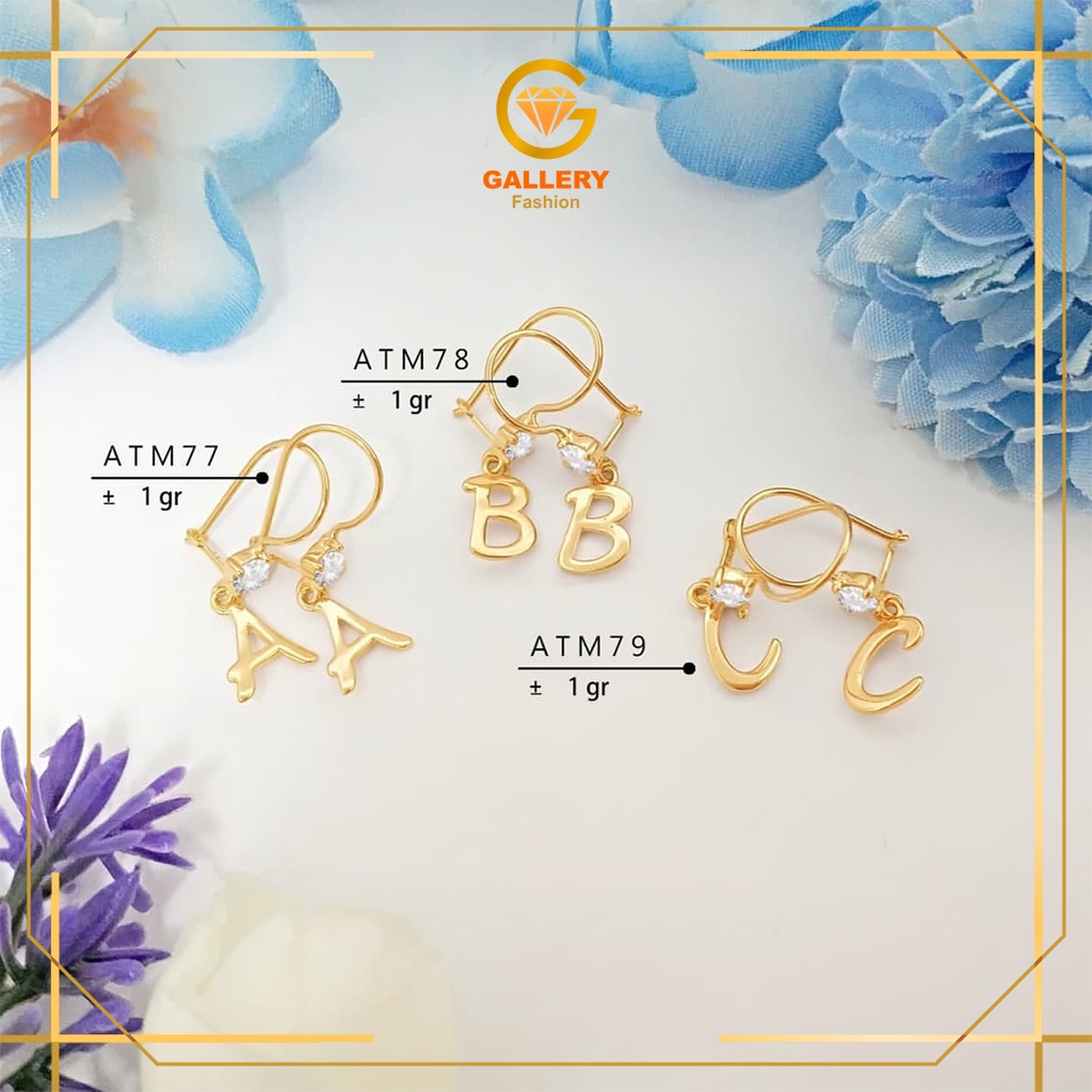 ANTING HURUF DEWASA EMAS ASLI KADAR 375%/8KARAT KODE ATKMN HURUF ALPHABET