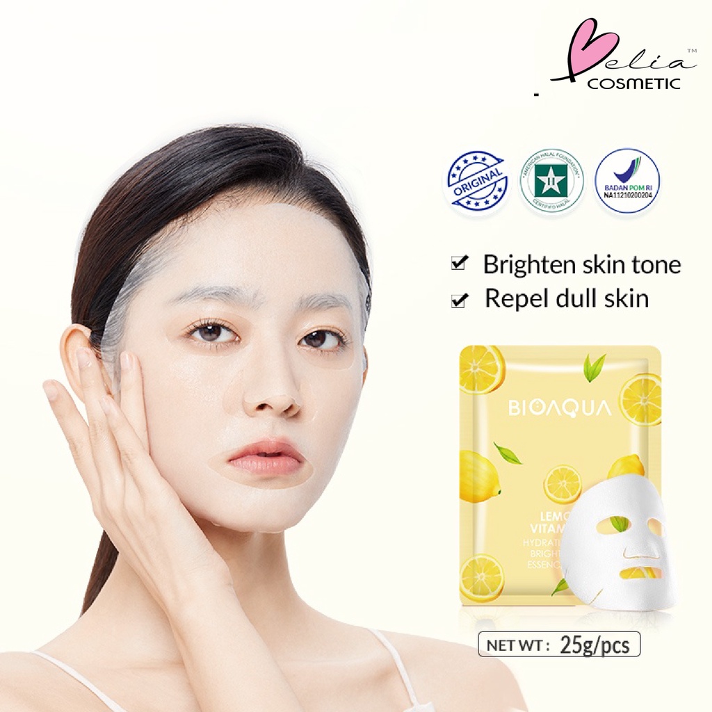 ❤ BELIA ❤ BIOAQUA Sheet Mask Master Series Plant | Flowers | Fruit | Eye Mask | Facial Mask Brightening Glowing Moisturizing Skin Care | Hydrating Essence Face Mask Brightening Anti Acne Jerawat | Honey Vitamin C Masker Wajah Muka Pelembab Kulit Cosmetics-BA S_Mask Lemon