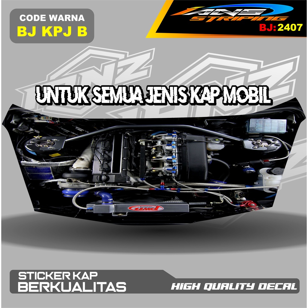 VARIASI STICKER KAP MOBIL BRIO, AGYA, JAZZ, AVANZA, INOVA / DECAL STIKER CUP KAP MOBIL / STIKER KAP MESIN