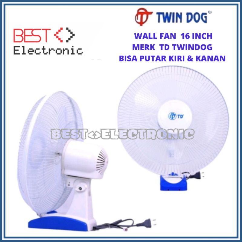 Kipas Angin Dinding Wall Fan TD Twin dog 16 inch