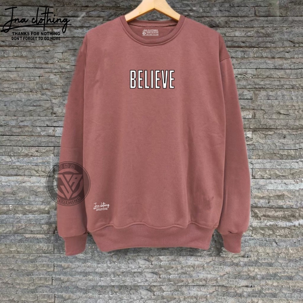 Sweater Crewneck Oblong Pria Oversize List Believe Original Premium Local brand JNA Terbaru Termurah Kota Bandung