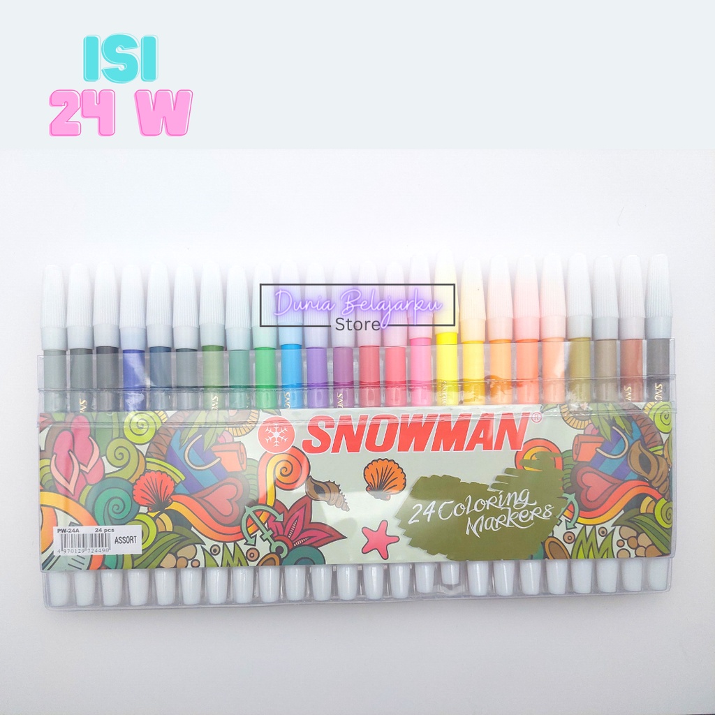 

Arm Spidol Warna Snowman 24 Warna Colour / Spidol Snowman Kecil Marker