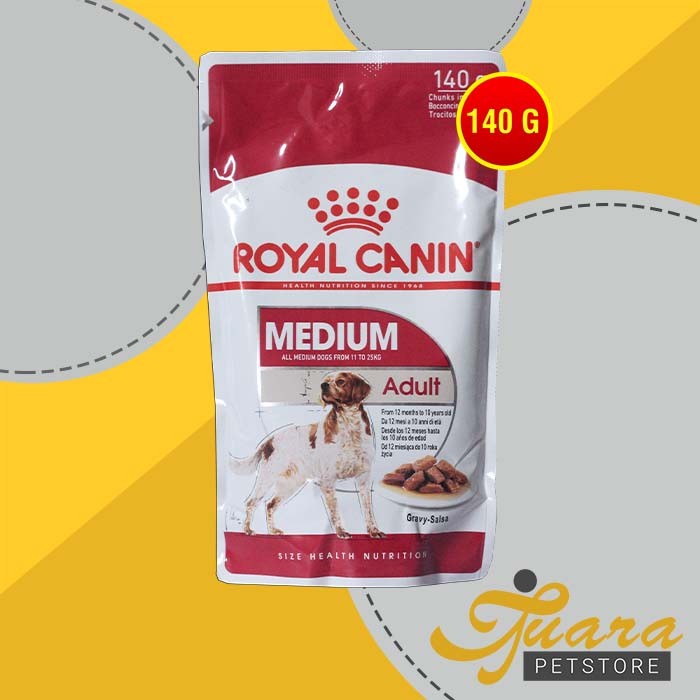 ROYAL CANIN MEDIUM PUPPY / ADULT WET POUCH MAKANAN ANJING BASAH 140 GR