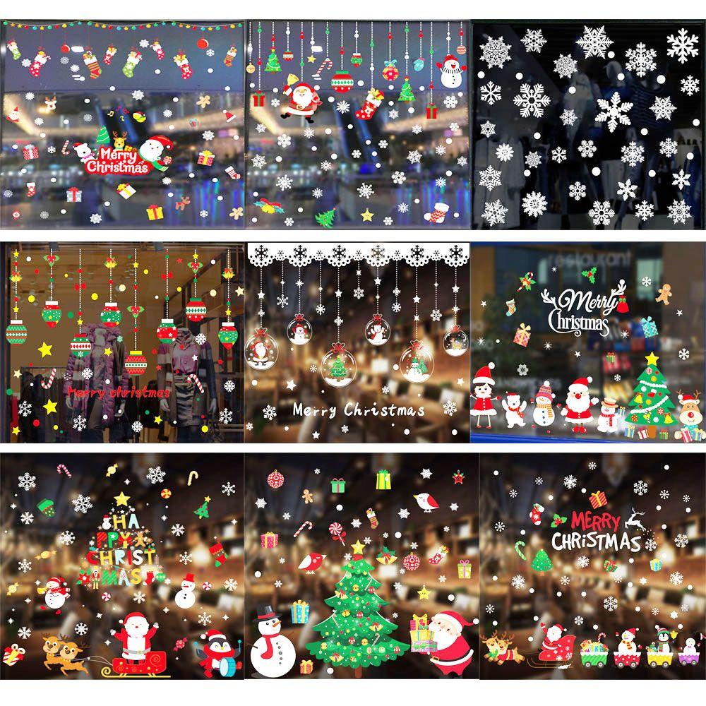 Solighter Christma Stiker DIY Santa Claus Happy New Year Wall Art Dekorasi Rumah Merry Christmas Xmas Decals